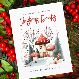 Julinbjudan till festlig vinterskog helg vykort
