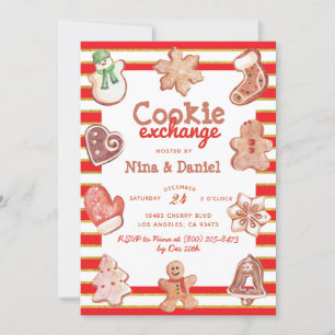 Julinbjudan till Gingerbröd Cookie Exchange Inbjudningar
