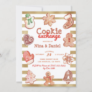 Julinbjudan till Gingerbröd Cookie Exchange Inbjudningar