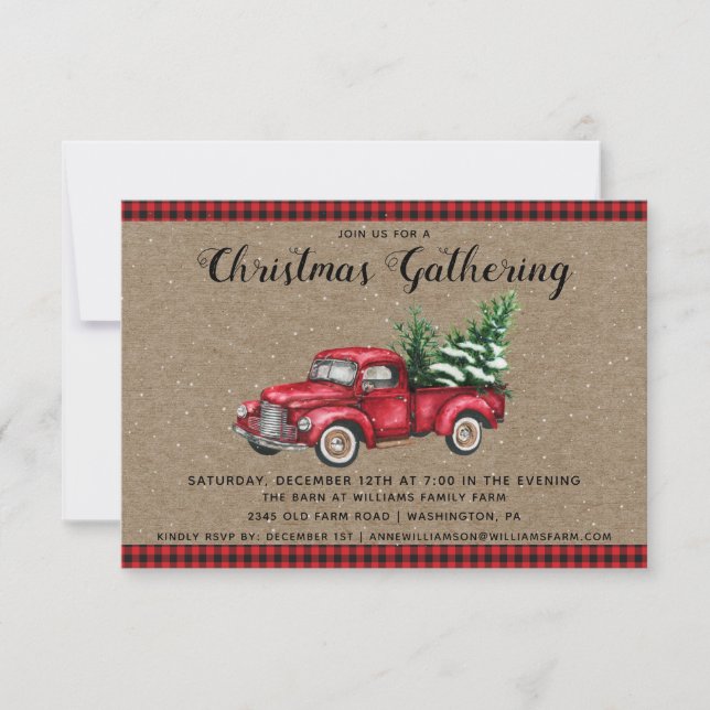 Julinbjudan till julfesten Lastbil & Träd Inbjudningar (Framsida)