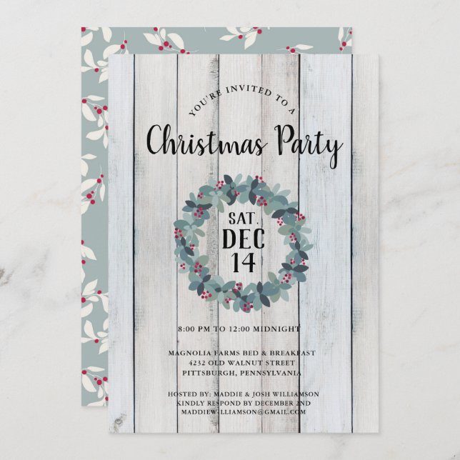 Julinbjudan till Julfesten Rustic Land Inbjudningar (Fram/baksida)