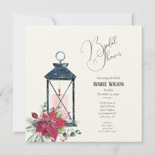 Julinbjudan till Lantern Poinsettia Evergreens Inbjudningar