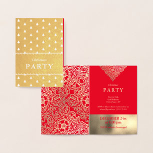 Julinbjudan till Luxury Gold Foil Red Folierat Kort