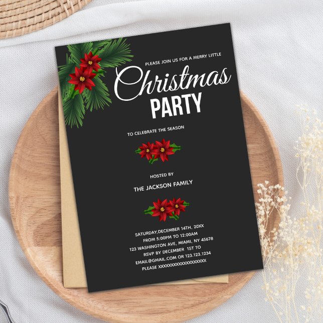 Julinbjudan till Red Blommigt Inbjudningar (Red Floral Christmas Invitations)