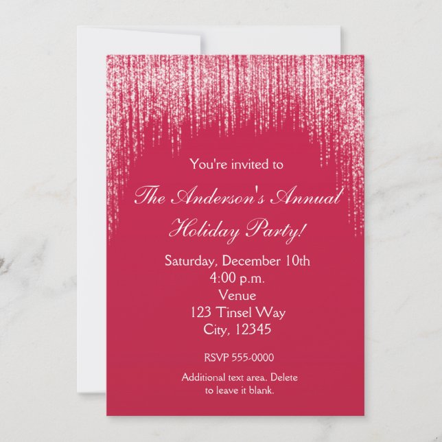 Julinbjudan till Red Glitter Elegant Helgdag Inbjudningar (Framsida)
