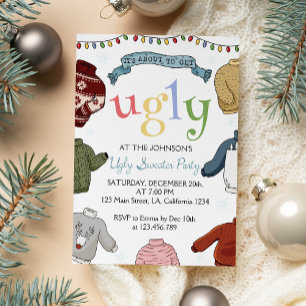 Julinbjudan till Ugly Sweater Party Inbjudningar