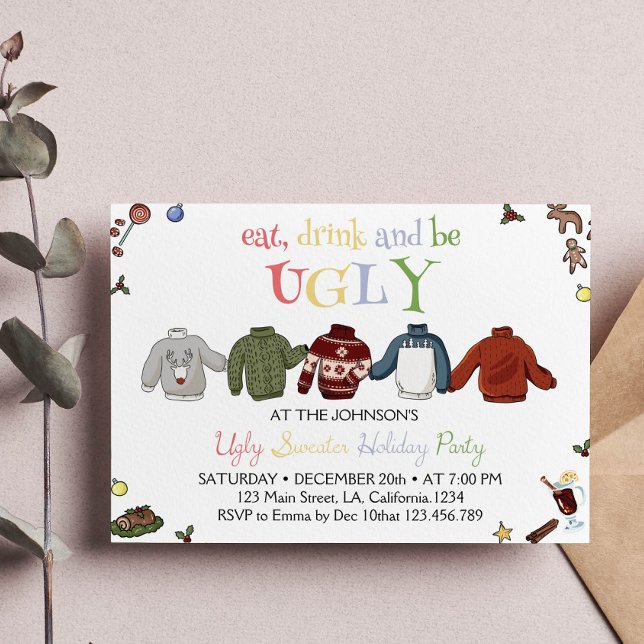 Julinbjudan till Ugly Sweater Party Inbjudningar (Skapare uppladdad)