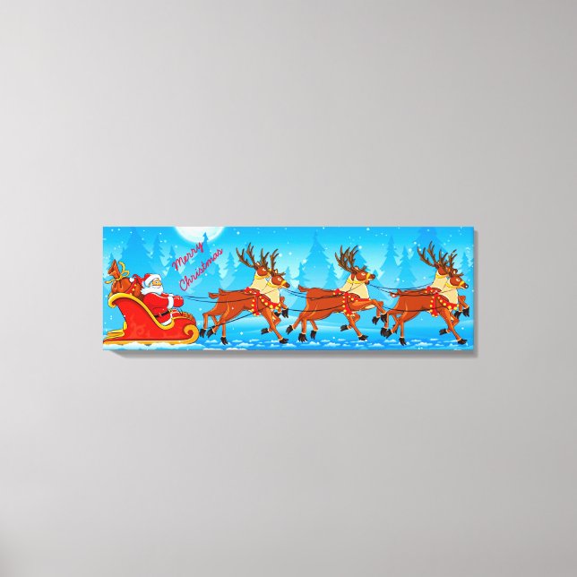 Julinomslagen duva/Jultomten och Sleigh Canvastryck (Framsida)