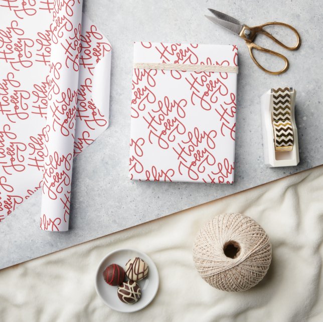 Julinskning Papper med Festive Script Presentpapper (Hantverk)