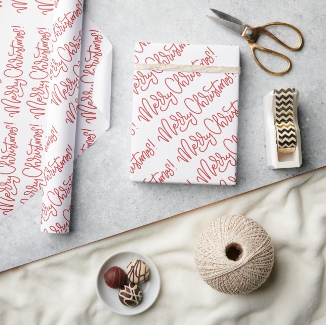 Julinskning Papper med Festive Script Presentpapper (Hantverk)