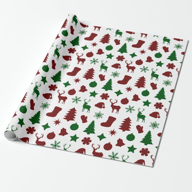 Julinskning Pappra Julafton Träd Stocking Play Presentpapper (Utrullad)