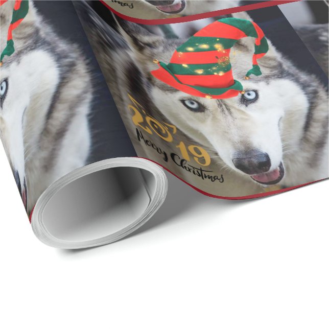julinslagning för hund i Fantastisk, Siberian husk Presentpapper (Rullad Hörn)