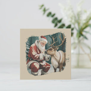 Julinspirerad Retro Santa Ren Julkort