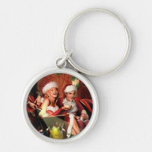 JulInterlude Rund Silverfärgad Nyckelring