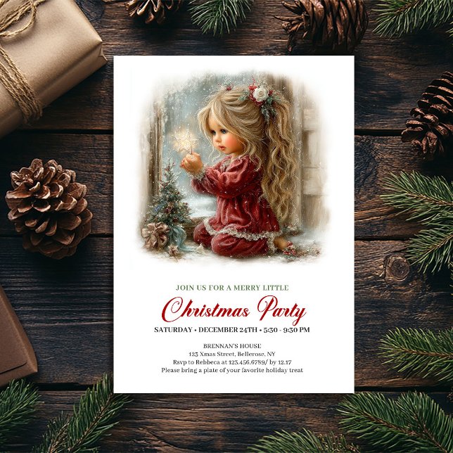 Julinvitation Rustik Helgscen Lugn Inbjudningar (Christmas Invitation Rustic Holiday Scene Serene)