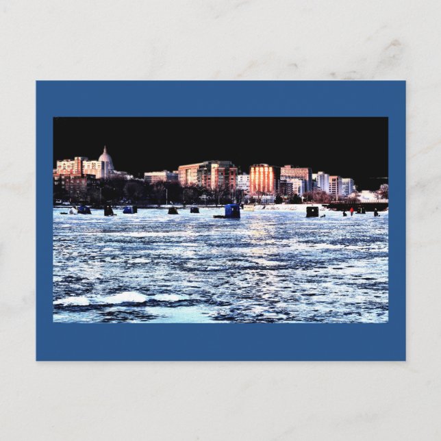 Julis som fiskar Madison Wisconsin Helg Vykort (Framsida)