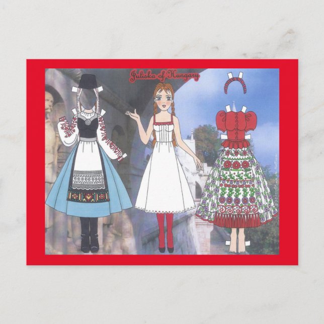 Juliska av Ungern Pappersdocka Postkort Vykort (Framsida)