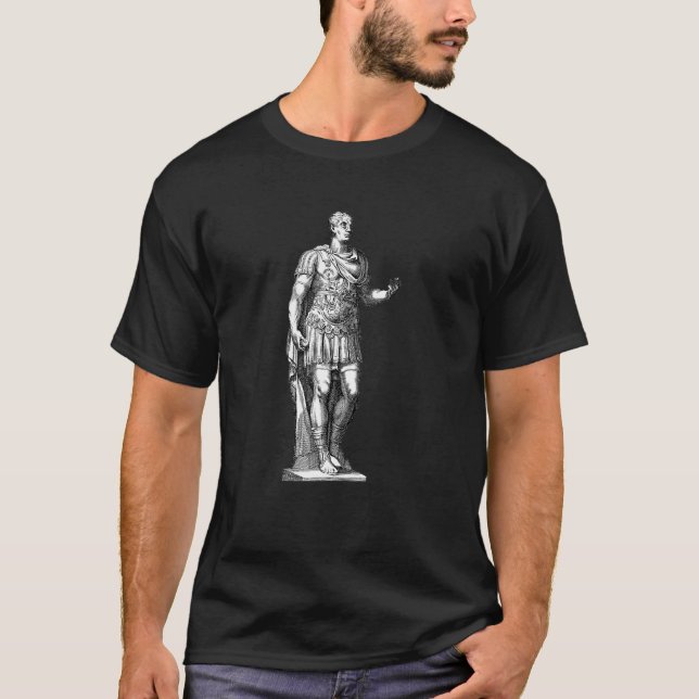 Julius Caesar kejsarstaty Linjekonst romersk man T Shirt (Framsida)