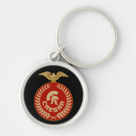 Julius Caesar Keychain. Rund Silverfärgad Nyckelring