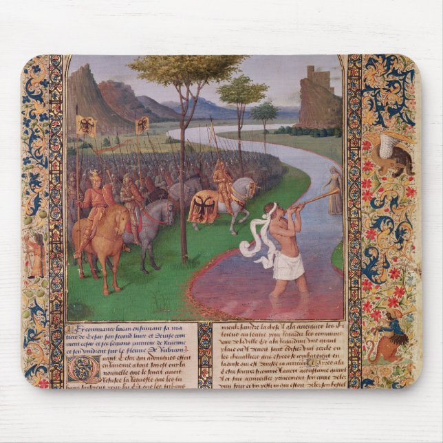 Julius Caesar som korsar Rubiconen, c.1470 Musmatta (Framsidan)