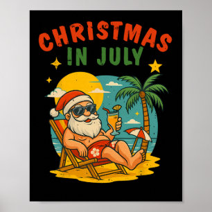 Julixmas Jul Santa Sommar Jul i Juli Strand Poster