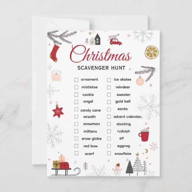 Juljakt Checklista Konst Anteckningskort (Framsida)