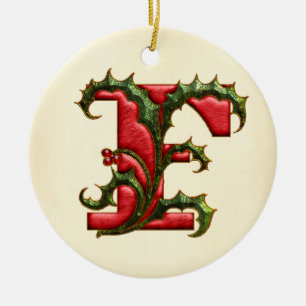 JuljärnekMonogram F Julgransprydnad Keramik