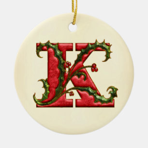 JuljärnekMonogram K Julgransprydnad Keramik