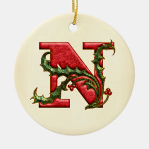 JuljärnekMonogram N Julgransprydnad Keramik