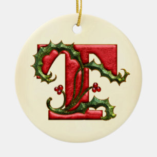 JuljärnekMonogram T Julgransprydnad Keramik