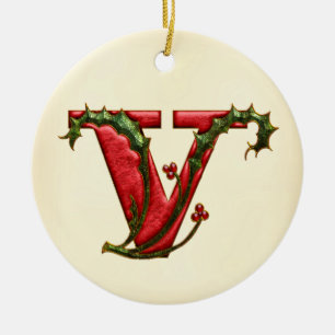 JuljärnekMonogram V Julgransprydnad Keramik