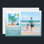 Juljokort i Handflatan Träd Ljus Beach Julkort<br><div class="desc">Lägg till din strand med julfoto och fira jul på stranden med den här coolan av färgstarkt ljus på handflatan träd,  med prydnadsföremål på en vattensköldpaddsstrand. Molly ★ View More</div>