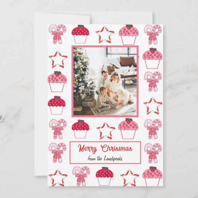 Juljordgubbens Muffinsar och Käppar av socker Julkort (Framsida)