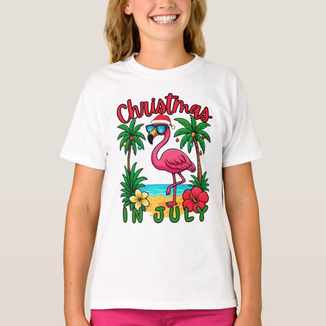 Juljul firande Flamingo T Shirt (Framsida)