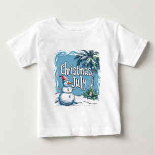 Juljul firande med snömannen och palmen design t shirt