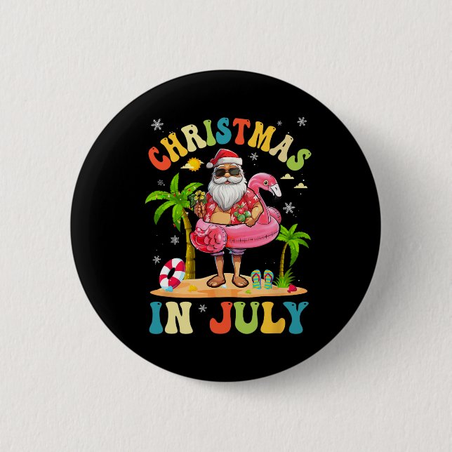 Juljul firande Rolig Tomte Sommar Strand Semester Knapp (Framsida)