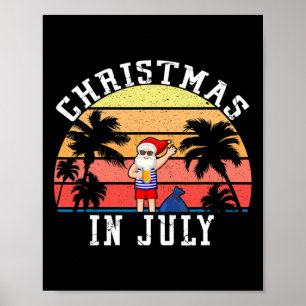 Juljul firande Rollig Vintage Tomte Sommar Strand Poster