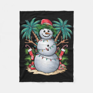 Juljul firande Snömannen Sommar Palmträd Tropica Fleecefilt