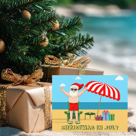 Juljul firande sommar tomte strand vykort