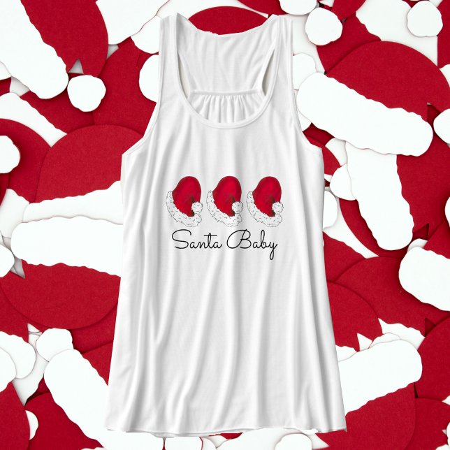 juljul i Santa Baby Red Jultomten Hat Julafton Linne Med Racerback (Santa Baby tank)