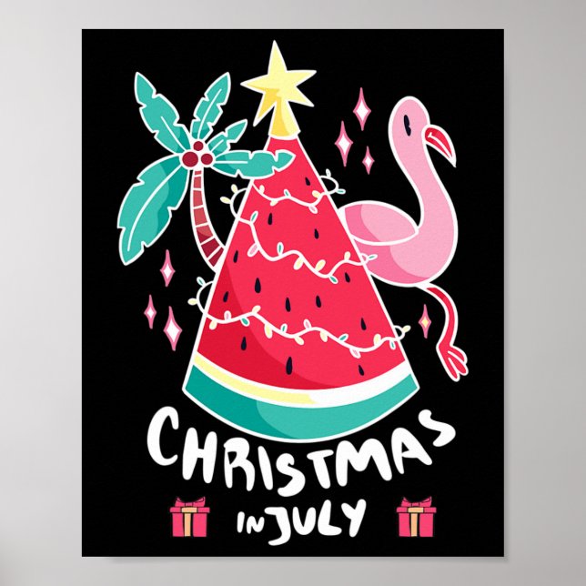 Juljul på vattensmelon Julgran Sommar Poster (Framsidan)