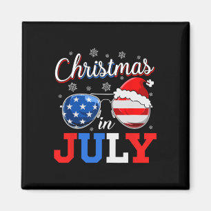 Juljul Santa Amerikansk Flagga 4e Juli Magnet