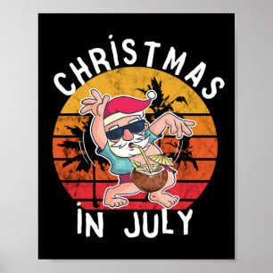 Juljul Santa Hawaiidryck Solnedgång Roligt Poster