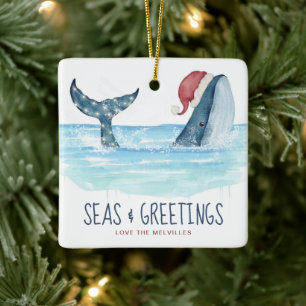 Juljul vid val Santa Seas & Hälsning Kustjul Julgransprydnad Keramik