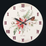 Juljul, vinter Poinsettia Rustic Stor Klocka<br><div class="desc">Lägg till ett tidslöst schema till ditt hem den här julhelgen med vår Vintage "Distress Winter Wall Clock". Den här exekutiva tidsbiten utstrålar elegans i lantbrukshuset, med en vintage nedtryckt färg som ger tecken till vilket utrymme som helst. Den här klockan är försedd med delikata vattenfärgpoinsettias, gräs och vintergrey och...</div>