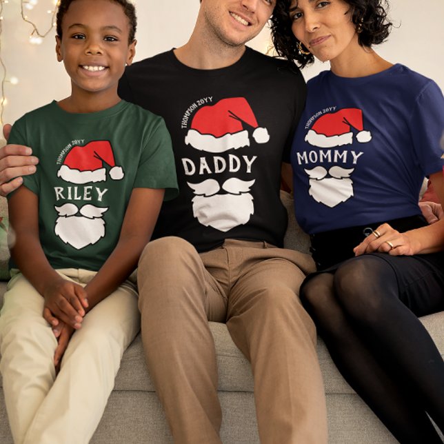 Juljulen till familjen Santa Hat & Beard Pappa T Shirt (Skapare uppladdad)