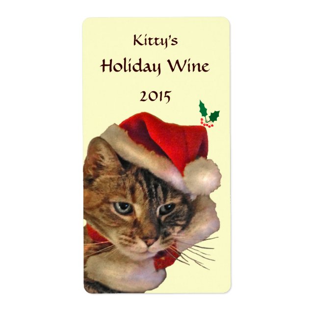 Juljuletikett Vin i Santa Kattunge Fraktsedel (Framsidan)