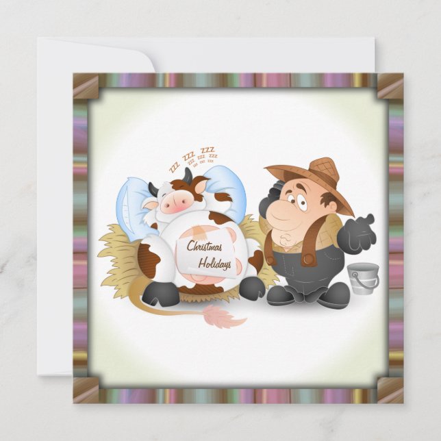 Juljulfestinbjudan - rolig ko inbjudningar (Framsida)