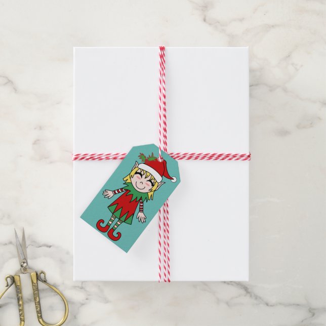 Juljulhelgen i jultomten presentetikett (Med Snöre)