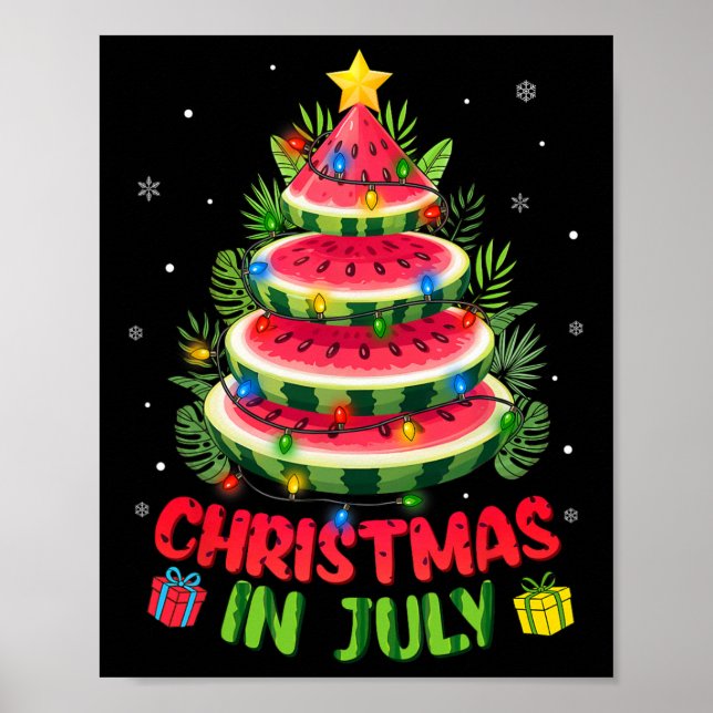 Juljulklappar Tröjor Vattenmelon Träd Strand Somma Poster (Framsidan)